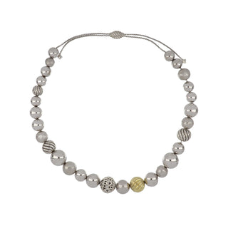 Estate David Yurman Gold and Sterling Silver Bead Necklace