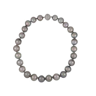 Vintage/Estate 18K White Gold Tahitian Pearl Choker Length Necklace with Diamond