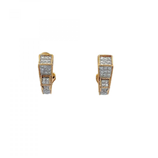 Two-Tone 18K Gold Diamonds Clip Earrings