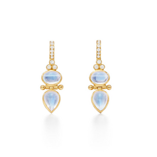 Temple St Clair 18K Gold Moonstone Drop Earrings with Diamond