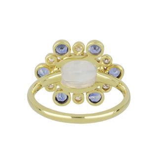 Mazza 14K Gold Moonstone Ring with Sapphires and Diamonds