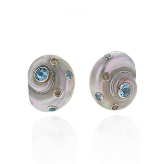 Trianon 18K White Gold Aquas Clip Earrings with Diamonds