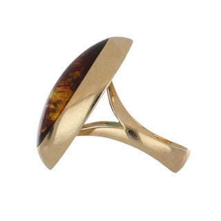 Estate Danish Willy Jagert 14K Gold Cabochon Amber Dome Ring