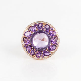 Estate 18K Gold Amethyst Ring with Diamonds