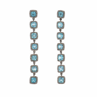 Tenenbaum Collection Sterling Silver Apatite s Multi Drop Earrings with Diamonds