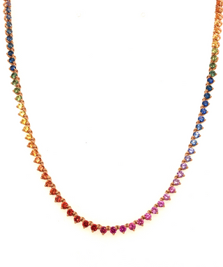 Lisa Nik 18K Rose Gold Sapphire Link Necklace