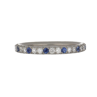 Vintage/Estate Platinum Diamonds Eternity Ring with Sapphires