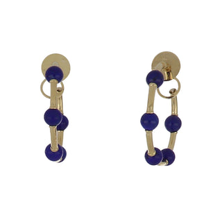 Tenenbaum Collection 18K Gold Lapis Hoop Earrings