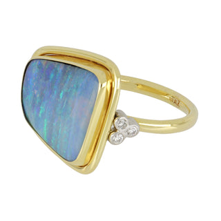 Mazza Two-Tone 14K Gold Opal Ring with Diamonds