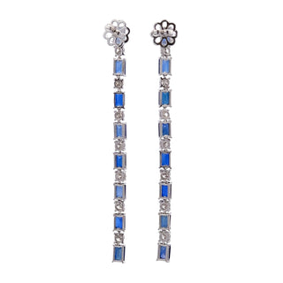 Maharaja 18K White Gold Diamonds Multi Drop Earrings with Sapphires