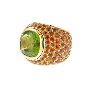 Estate 18K Gold Peridot with Spessartite Garnets