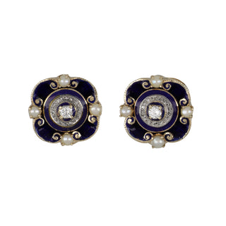 Art Deco Gold & Platinum South Sea Pearl Clip Earrings