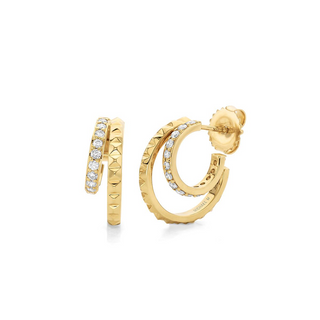 Michael M 14K Gold Diamond Hoop Earrings