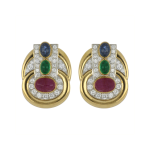 David Webb Yellow G&PT Diamonds Clip Earrings with Rubies