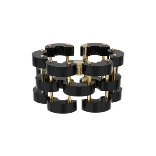 Aletto Brothers 18K Gold Onyx Link Bracelet with Diamonds