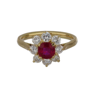 Tenenbaum Workshop 18K Gold Ruby Cluster Ring with Diamonds