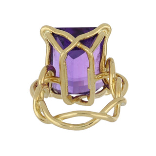 Vintage Tiffany & Co. 18K Gold Amethyst Solitaire Ring