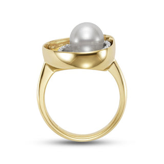 Mastoloni 18K Gold Freshwater Pearl Cocktail Ring with Diamond