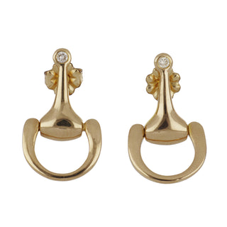 Vincent Peach 14K Gold Snaffle Bit Earrings with Diamonds