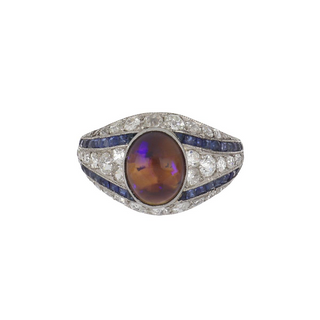 Vintage/Estate Platinum Opal Cocktail Ring with Diamonds