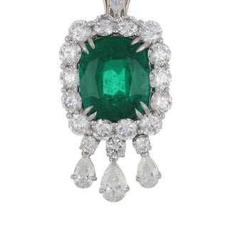 Tenenbaum Collection White Platinum Emeralds Drop Earrings with Diamonds