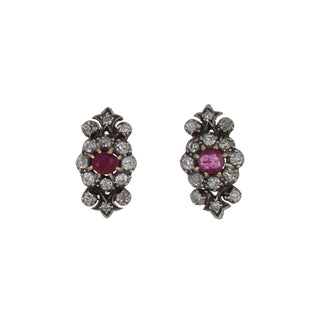 Tenenbaum Workshop Two-Tone G&S Rubies Stud Earrings with Diamonds