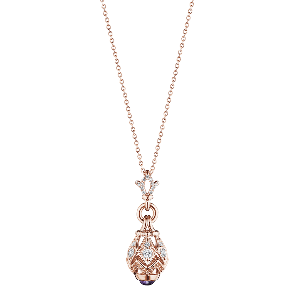 Verragio Rose 18K Gold Round Brilliant-Cut Diamond Pendant Necklace with Amethysts