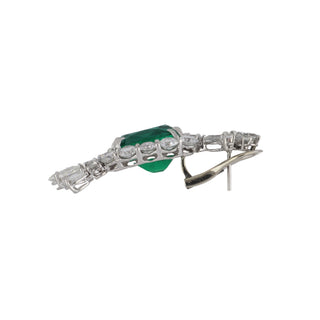 Tenenbaum Collection White Platinum Emeralds Drop Earrings with Diamonds