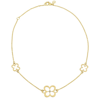 L. Klein 18K Gold Fiore Station Necklace with Diamonds