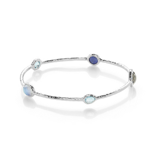 Ippolita Sterling Silver Topaz, Lapis, Hematite and Rock Crystal Rock Candy Bangle Bracelet