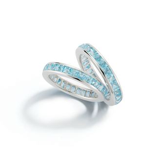 Seaman Schepps 18K White Gold Blue Topaz Eternity Band