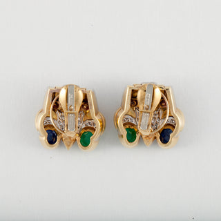 David Webb Yellow G&PT Diamonds Clip Earrings with Emeralds