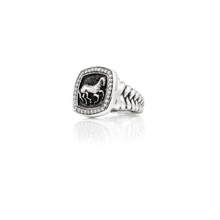 Vincent Peach Sterling Silver Finnhorse Ring with Diamonds