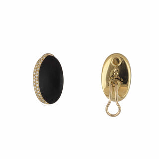 Antonio Papini 18K Gold and Wood Clip Earrings with Diamonds