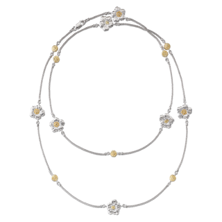 Buccellati Sterling Silver & Gold Gardenia Station Necklace with Diamonds