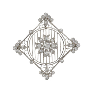 Edwardian Platinum Diamond Fretwork Filigree Pendant