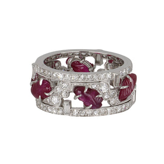 Antique Platinum Ruby and Diamonds Eternity Ring