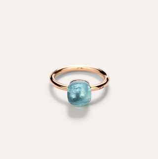 Pomellato Two-Tone 18K Gold Sky Blue Topaz Nudo Petit Ring