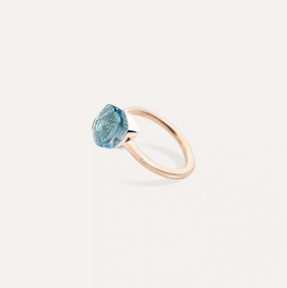 Pomellato Two-Tone 18K Gold Sky Blue Topaz Nudo Petit Ring