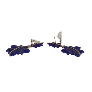 Tenenbaum Collection 18K Gold Lapis Leaf Drop Earrings with Diamonds