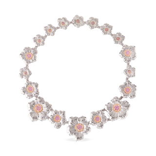 Buccellati Sterling Silver GardeniaCollar Necklace with Pink Sapphires