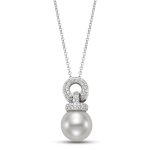 Mastoloni 18K White Gold Freshwater Pearl Pendant Necklace with Diamonds