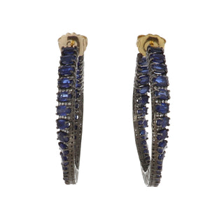 Tenenbaum Collection Sterling Silver Kynaite Hoop Earrings with Diamond