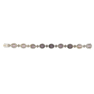 Gregg Ruth 18K White Gold Pink Sapphires Link Bracelet with Diamonds