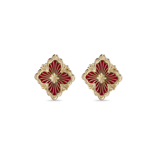 Buccellati 18K Gold Opera Tulle Button Earrings in Red Enamel