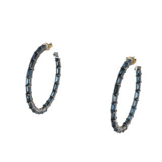 Tenenbaum Collection Sterling Silver Topazes Hoop Earrings