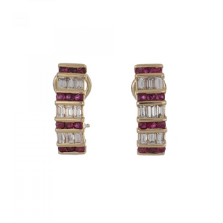 Vintage/Estate 14K Gold Rubies Clip Earrings with Diamonds