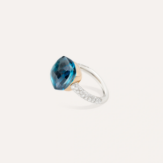 Pomellato Two-Tone 18K Gold London Blue Topaz Nudo Maxi Ring