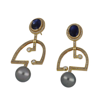 Vincent Peach 14K Gold Diamonds Drop Earrings with Kynaites