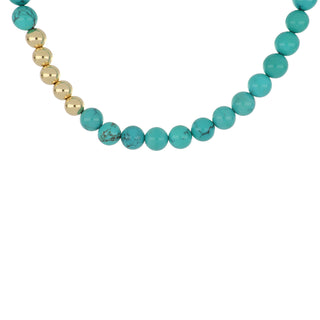 Mid-Century 14K Gold Turquoise Bead Necklace with Earrings